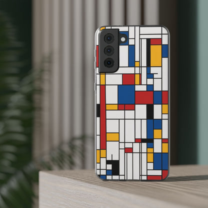 Modern Mondrian-Style Stripe Phone Case - Primary Colours & White