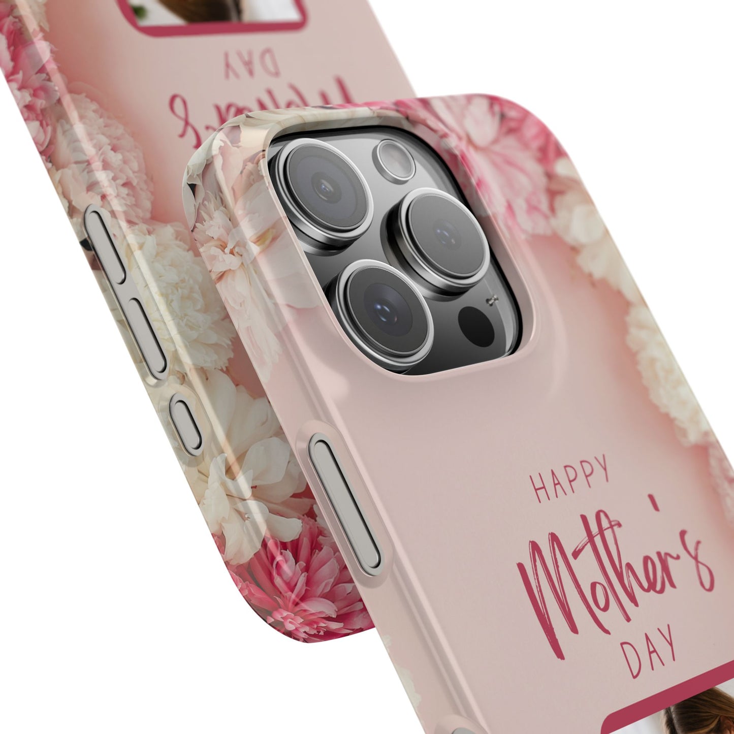 Personalised Mothers Day iPhone Case - Custom Pink Floral Photo Cover