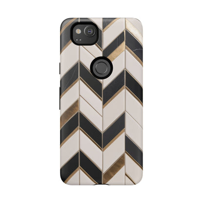 Google Pixel Case - Luxe Chevron Marble Pattern