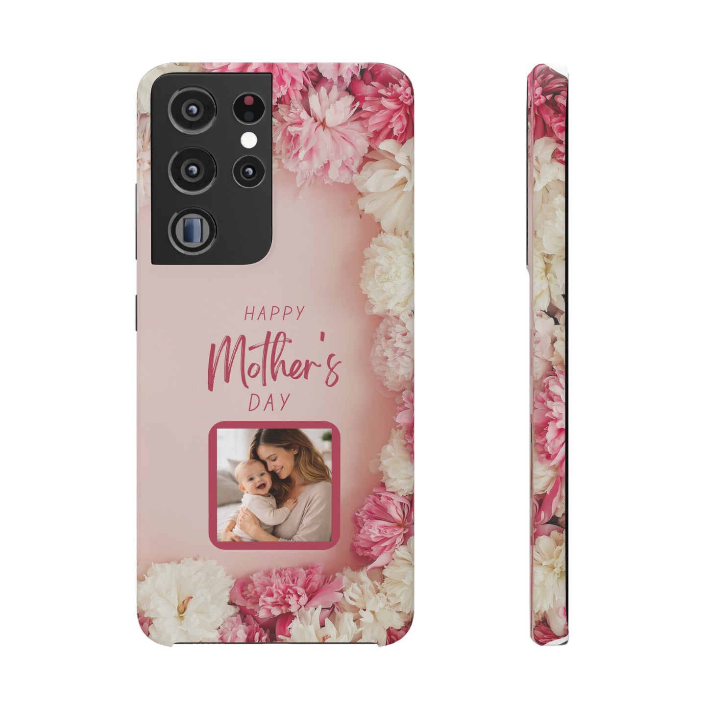 Samsung Galaxy Personalised Mothers Day Case - Custom Photo Pink Floral Cover