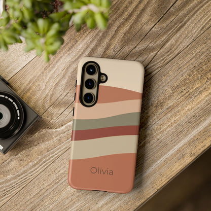 Samsung Galaxy Personalised Wave Stripe Phone Case - Custom Name Matte Tough Protective Cover
