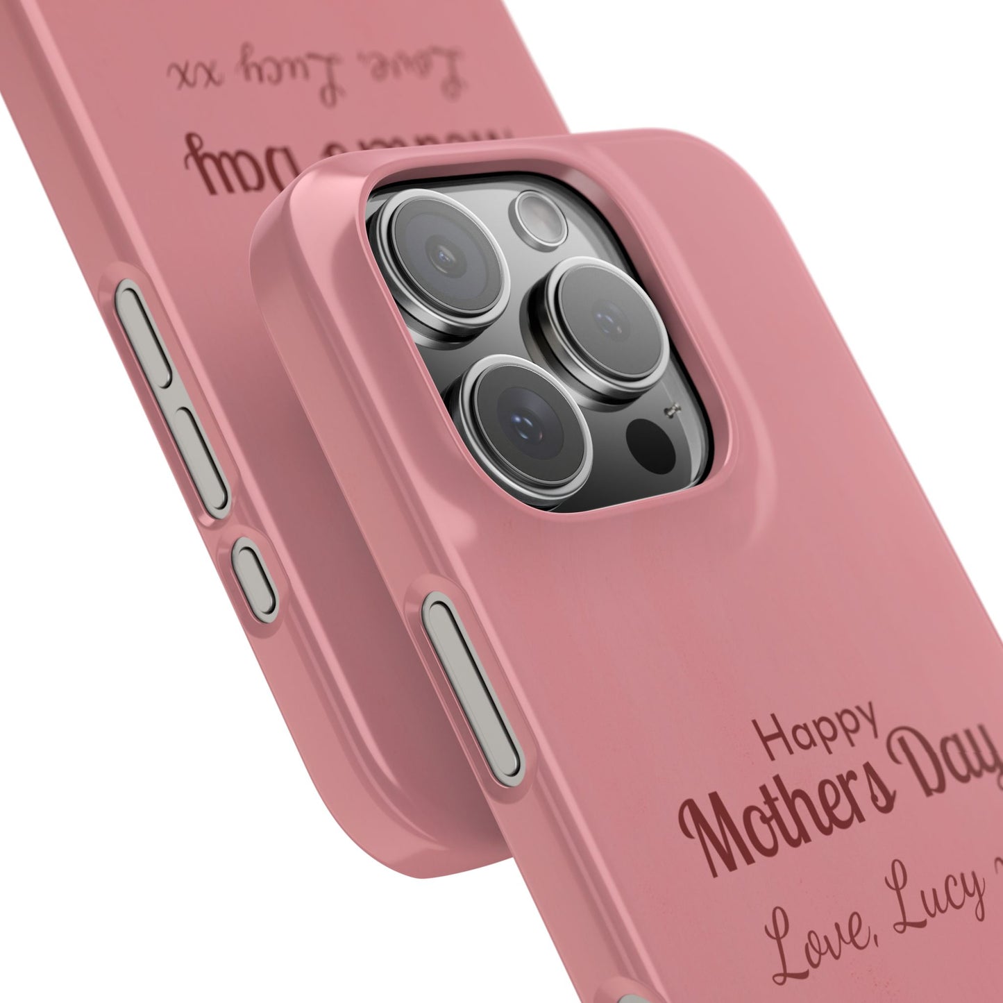 Personalised Mother’s Day iPhone Case - Pink Tulip Floral Design with Custom Name