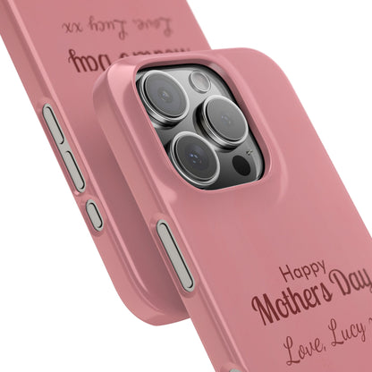 Personalised Mother’s Day iPhone Case - Pink Tulip Floral Design with Custom Name