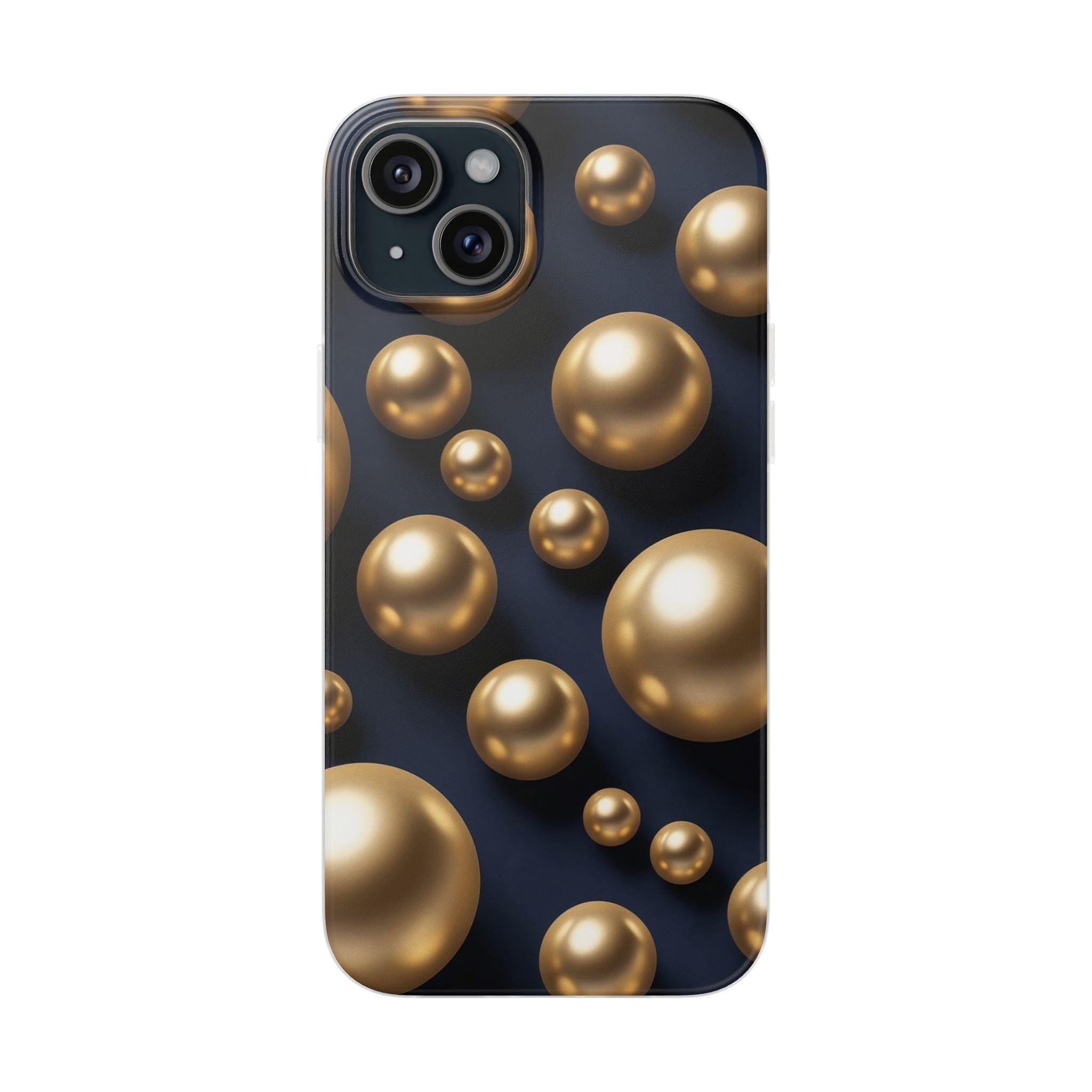 3D Metallic Gold Spheres Phone Case - Matte Navy Background – Case Happy
