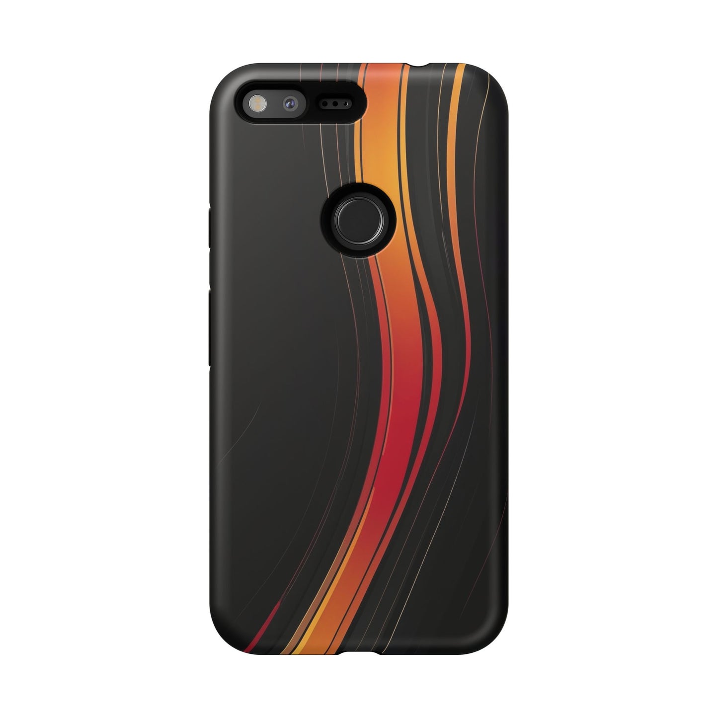 Google Pixel Case - Flame Streak Matte Design | Sleek Black Orange Gradient Phone Cover