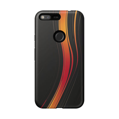 Google Pixel Case - Flame Streak Matte Design | Sleek Black Orange Gradient Phone Cover
