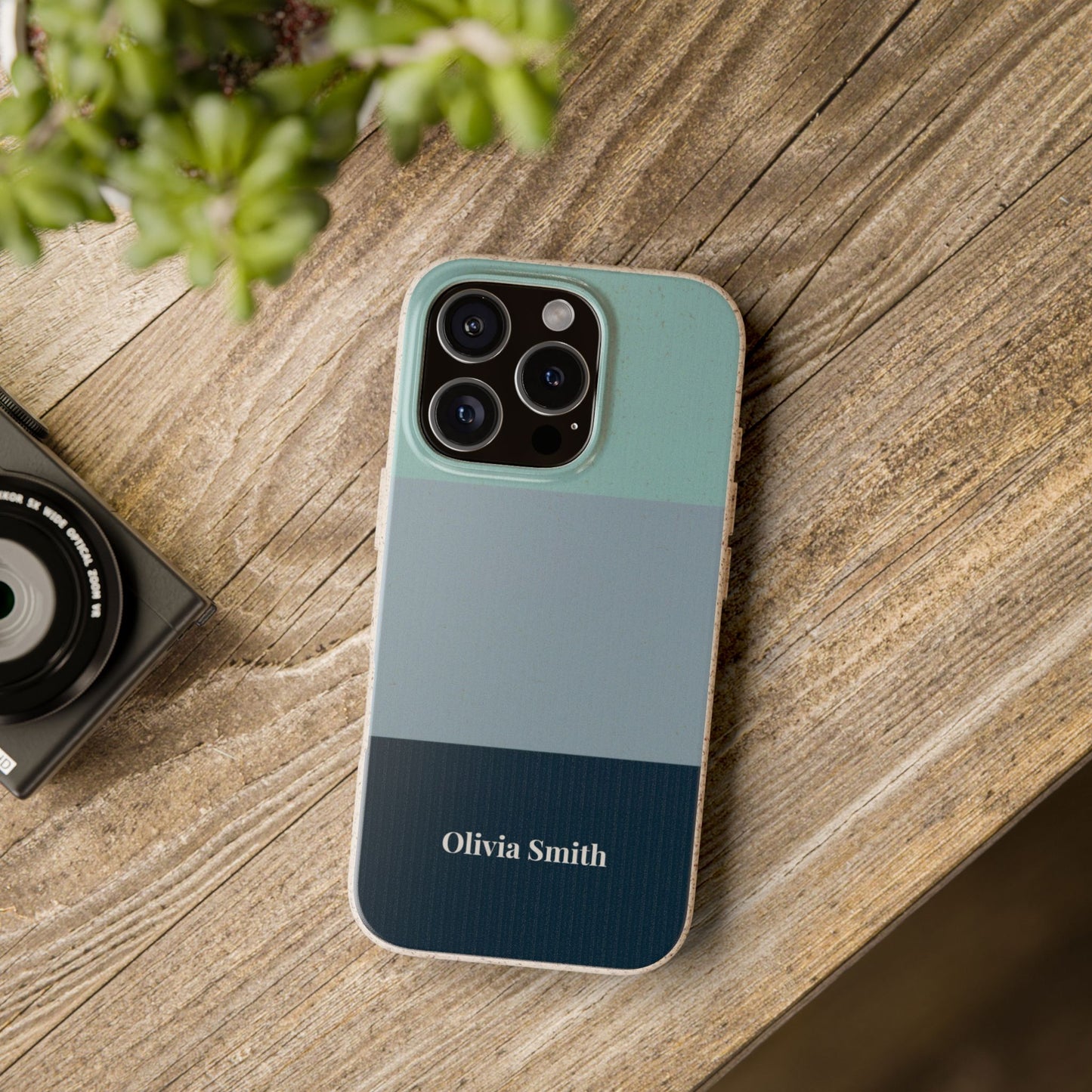 Personalised Eco-friendly iPhone Case - Custom Name Phone Case - Minimal Colour Block Design