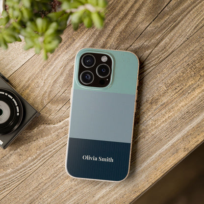 Personalised Eco-friendly iPhone Case - Custom Name Phone Case - Minimal Colour Block Design