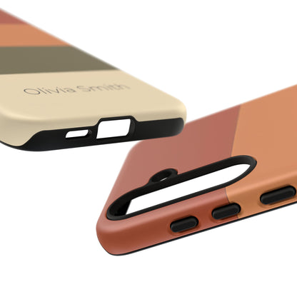 Samsung Galaxy Personalised Name Phone Case - Warm Colour Block Matte Tough Protective Cover