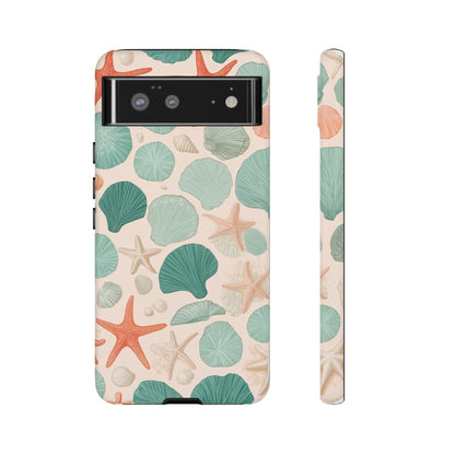 Google Pixel Case - Coastal Seashells and Starfish Pattern