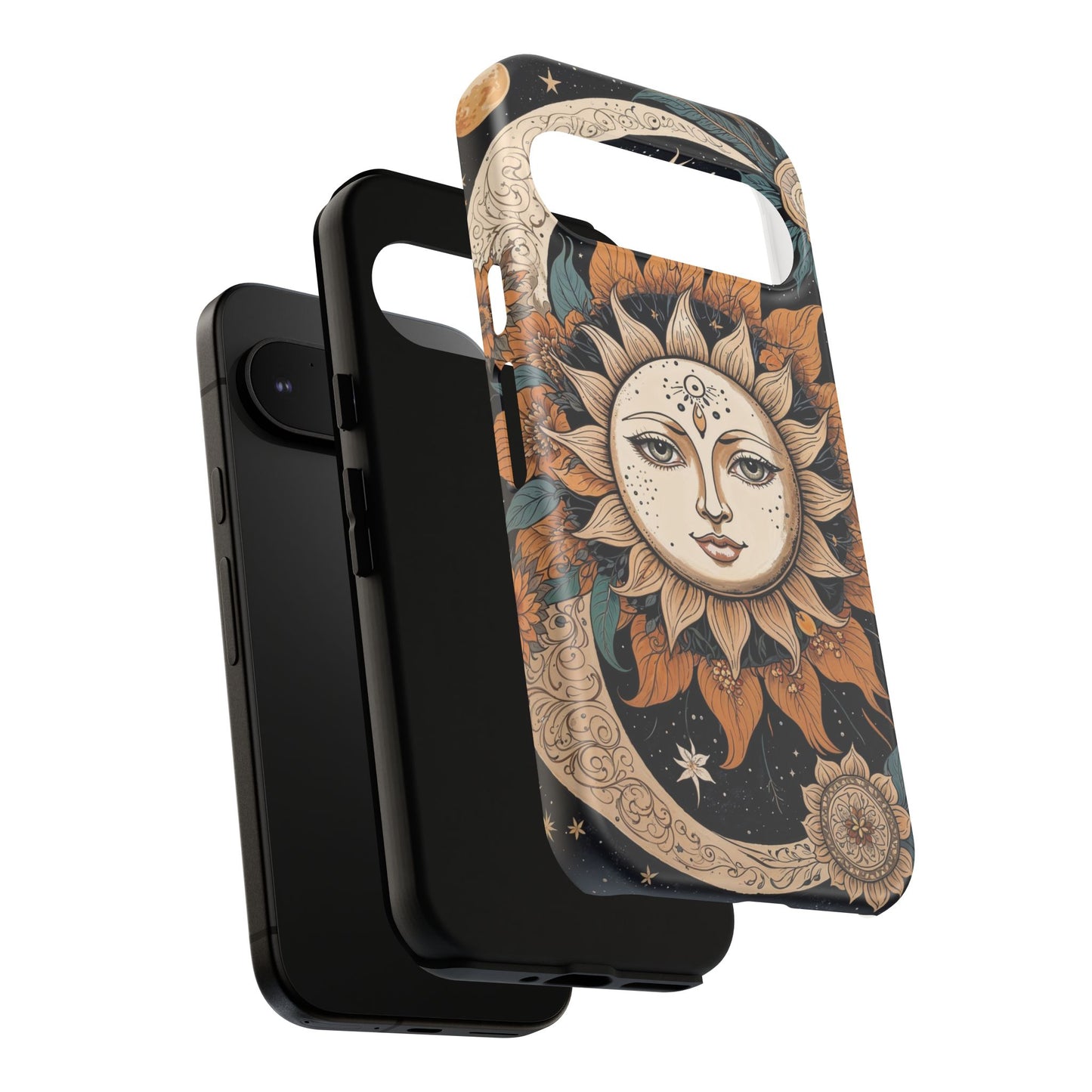 Google Pixel Case - Celestial Sun and Moon Boho Design