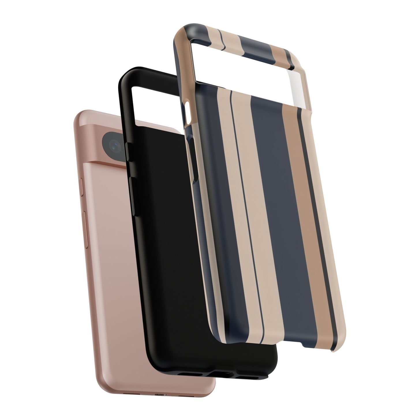 Google Pixel Case - Classic Racing Navy Beige Stripe