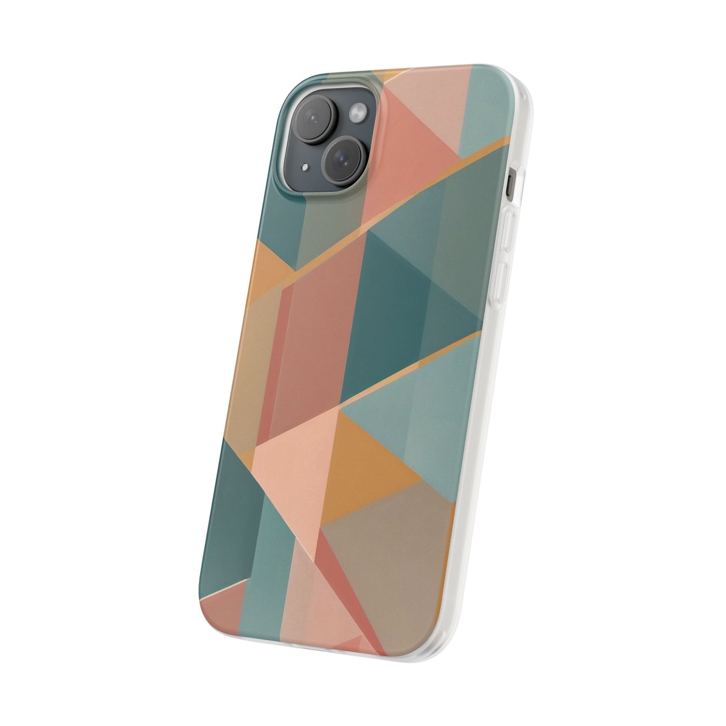 Geometric Overlap Shapes Phone Case - Mustard, Coral & Teal Modern Art