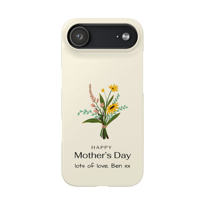 Personalised Mothers Day iPhone Case - Minimal Floral Bouquet Design - Custom Message