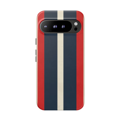 Google Pixel Case - Retro Racing Monaco Stripe | Vintage Motorsport Phone Cover in Red Navy White