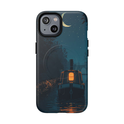 iPhone Night Narrowboat Canal Premium MagSafe Case