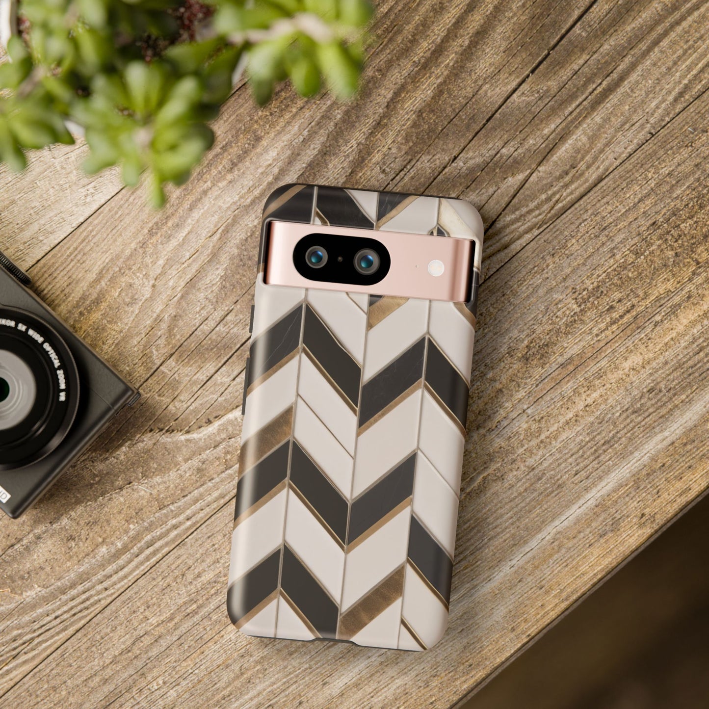 Google Pixel Case - Luxe Chevron Marble Pattern