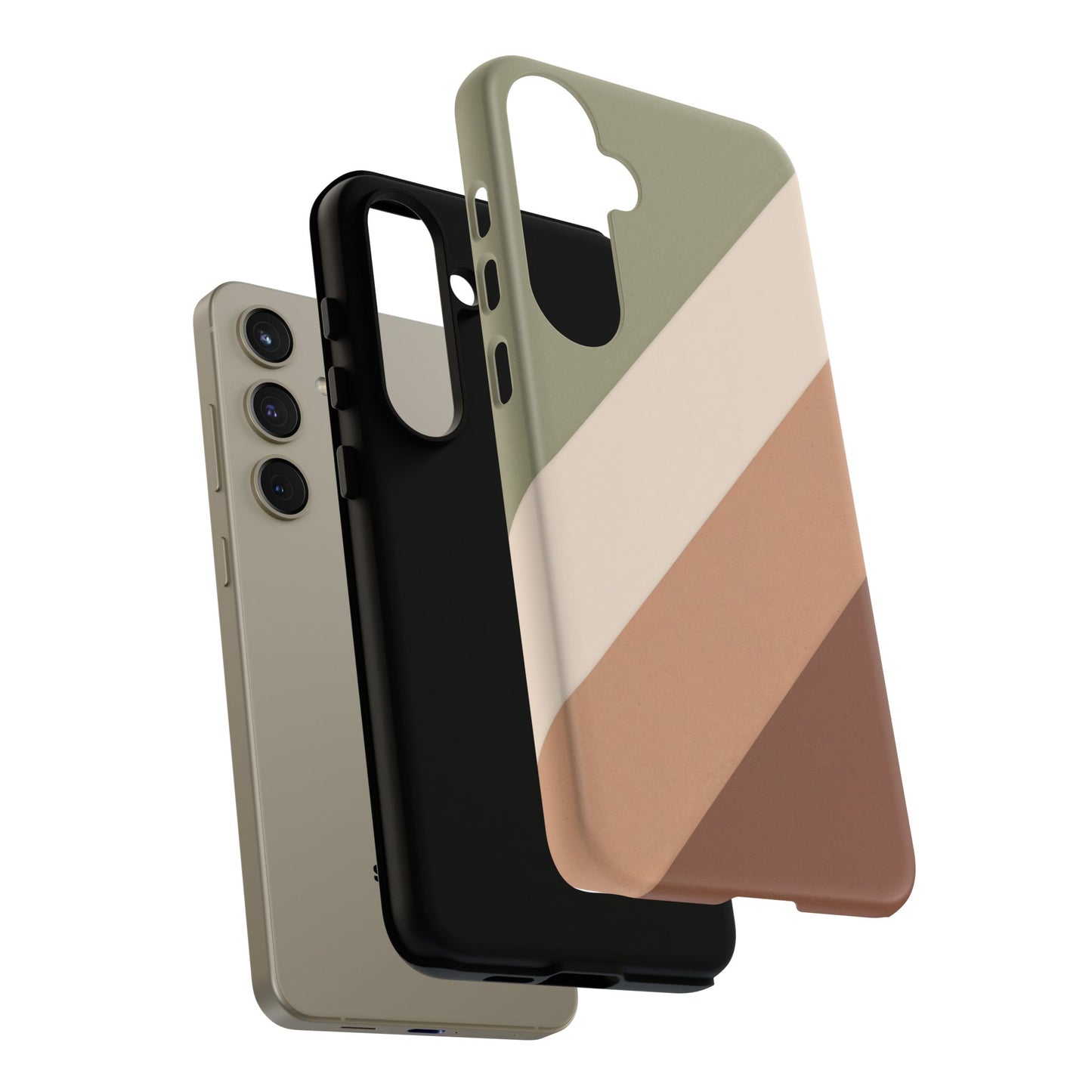 Samsung Galaxy Neutral Stripe Phone Case - Earth Tone Matte Tough Protective Cover