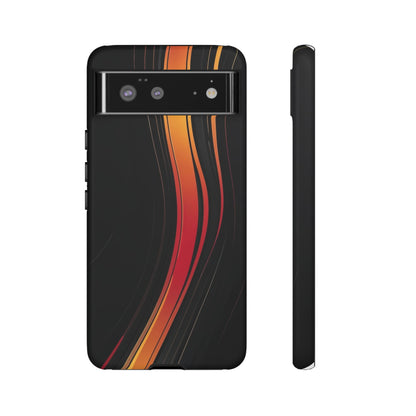 Google Pixel Case - Flame Streak Matte Design | Sleek Black Orange Gradient Phone Cover