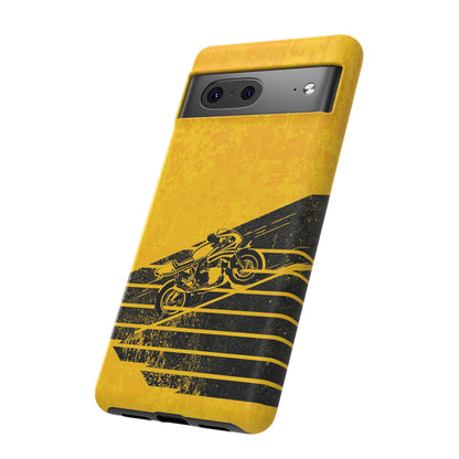 Google Pixel Case - Retro Motorcycle Rider Yellow