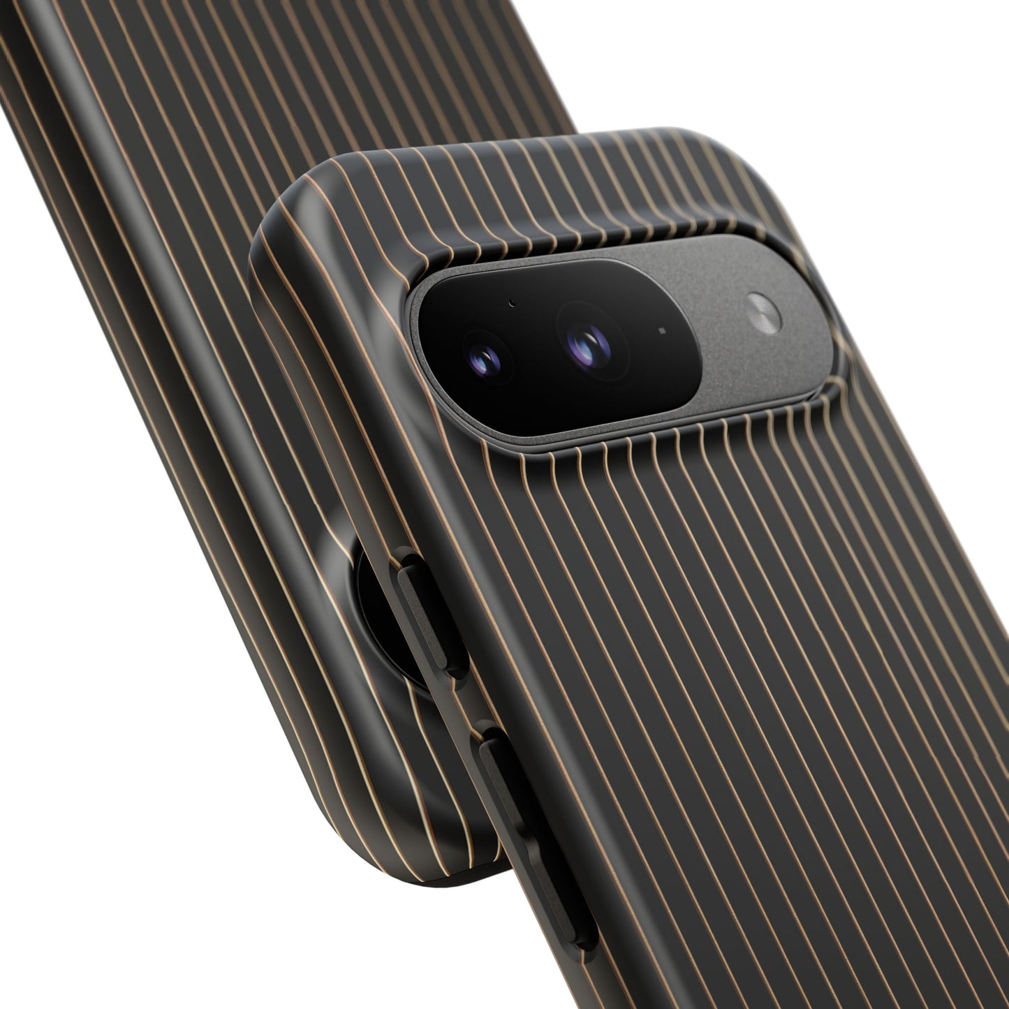 Google Pixel Case - Black and Gold Pinstripe Design Matte