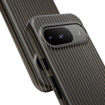 Google Pixel Case - Black and Gold Pinstripe Design Matte