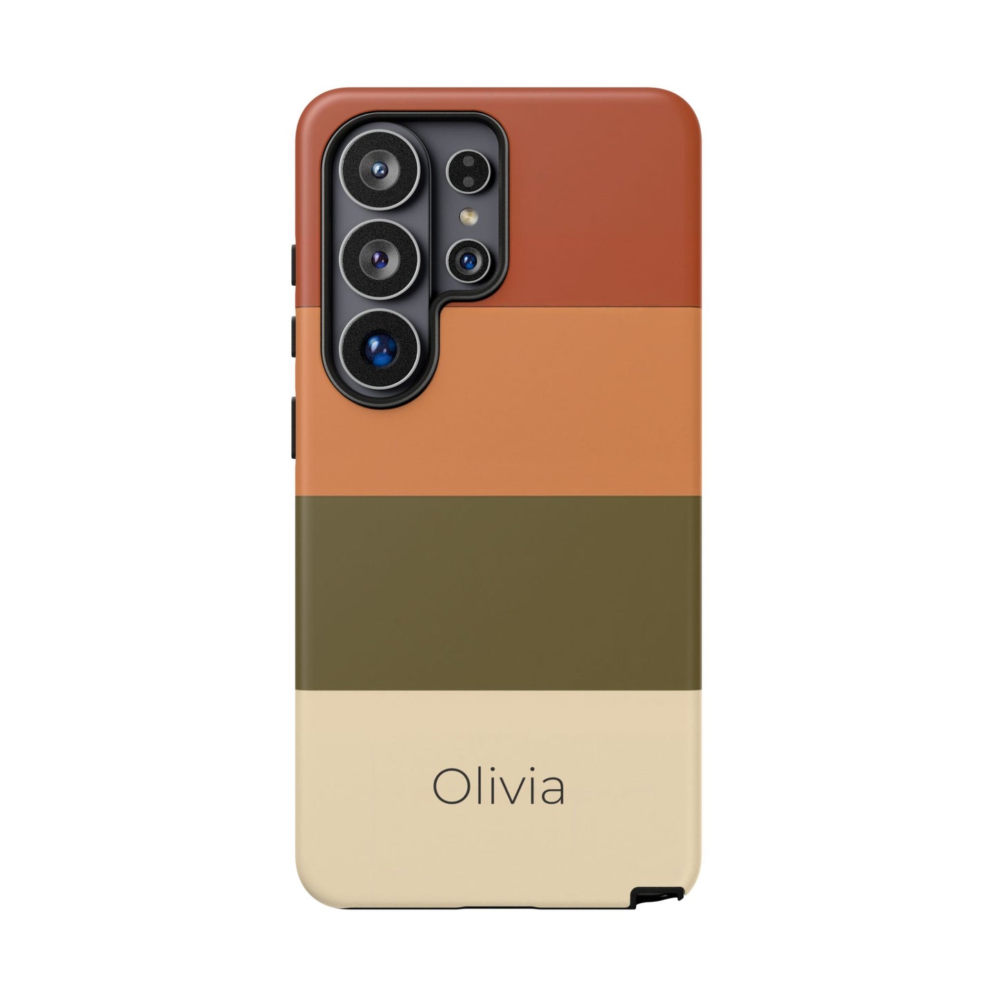 Samsung Galaxy Personalised Name Phone Case - Warm Colour Block Matte Tough Protective Cover
