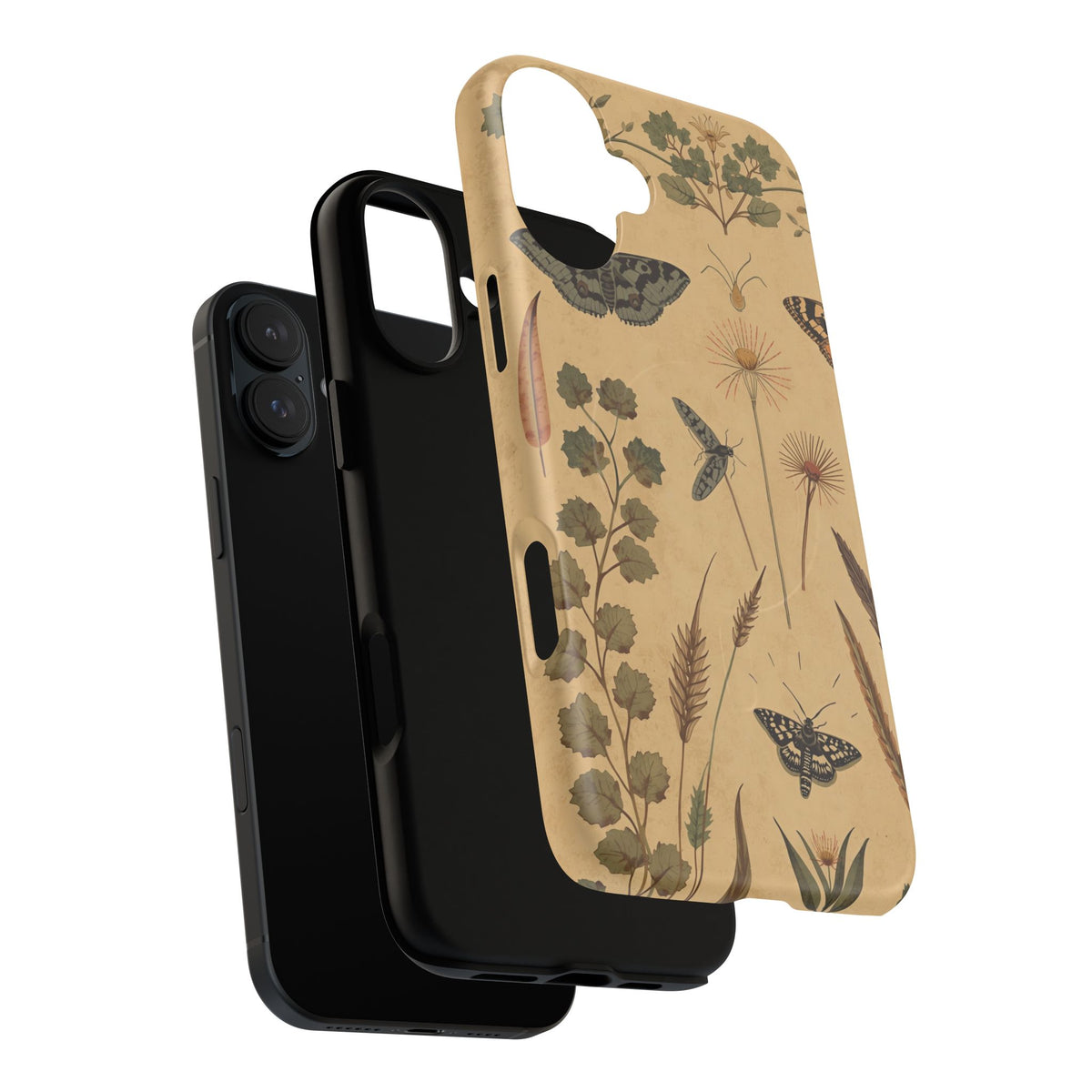 British Moth Trap Garden iPhone Case – Vintage Botanical Night Design