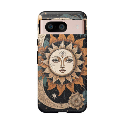 Google Pixel Case - Celestial Sun and Moon Boho Design