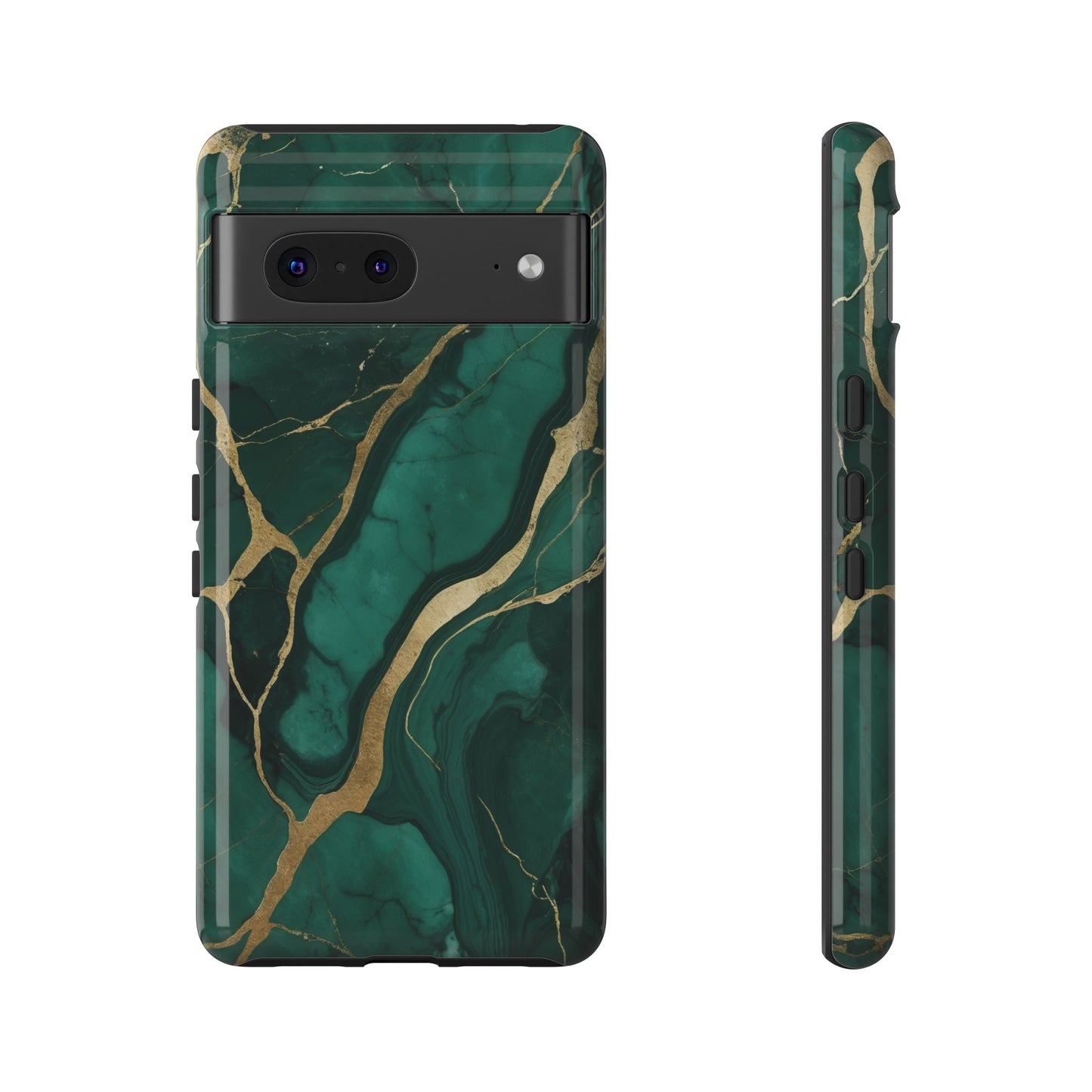 Google Pixel Case - Emerald Luxe Marble with Gold Veins