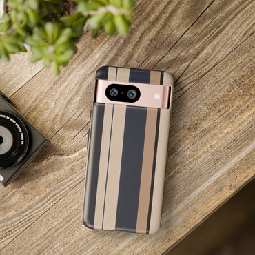 Google Pixel Case - Classic Racing Navy Beige Stripe