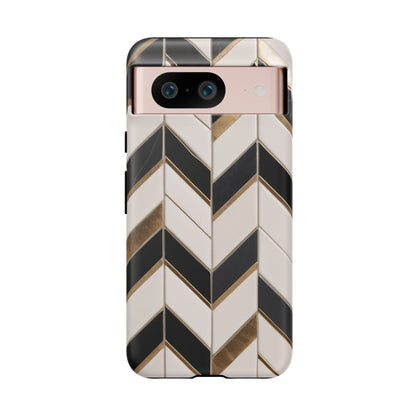 Google Pixel Case - Luxe Chevron Marble Pattern