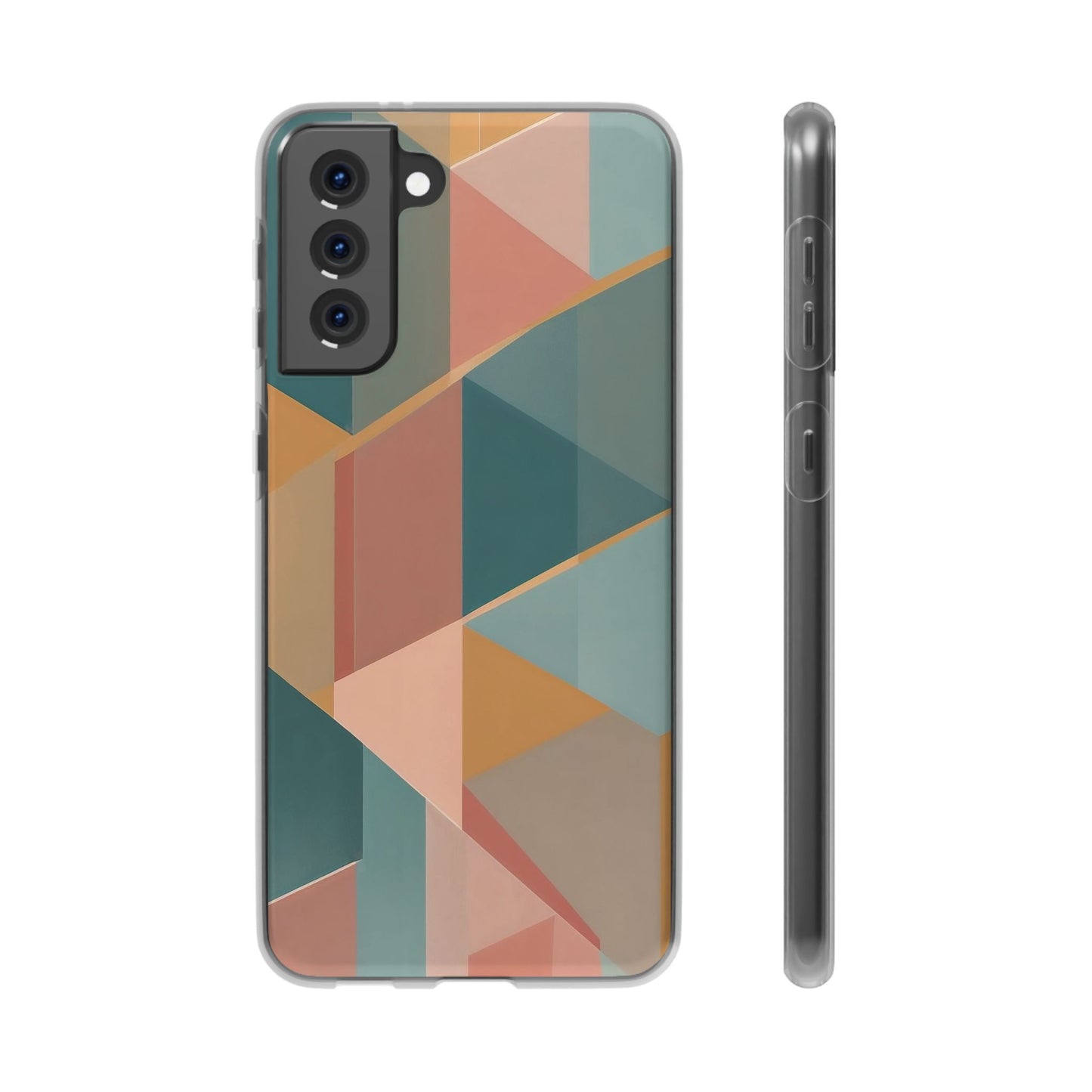 Geometric Overlap Shapes Phone Case - Mustard, Coral & Teal Modern Art