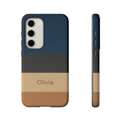 Samsung Galaxy Personalised Name Phone Case - Minimal Colour Block Matte Tough