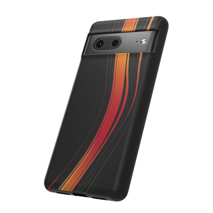 Google Pixel Case - Flame Streak Matte Design | Sleek Black Orange Gradient Phone Cover