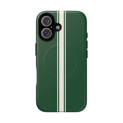 British Racing Green Stripe iPhone Case – Shockproof MagSafe® Compatible Cover