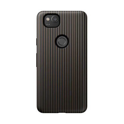 Google Pixel Case - Black and Gold Pinstripe Design Matte