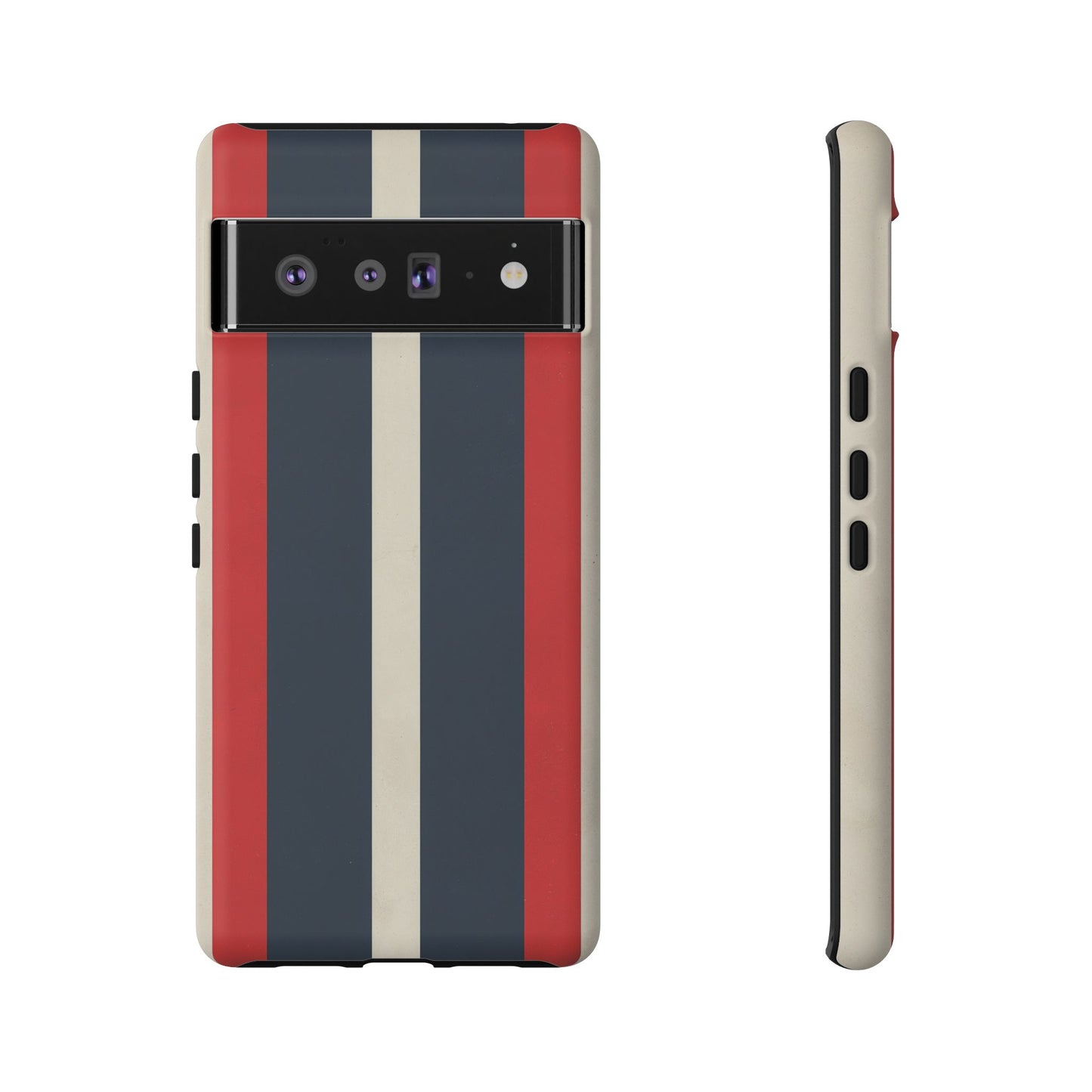 Google Pixel Case - Retro Racing Monaco Stripe | Vintage Motorsport Phone Cover in Red Navy White
