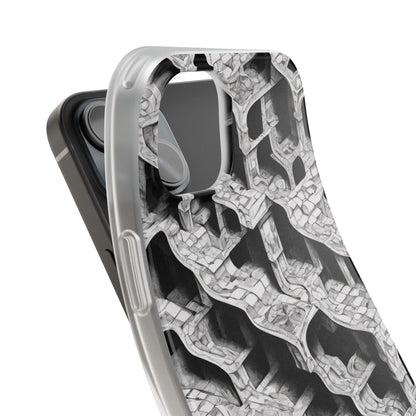 Escher-Style Tessellation Phone Case - Black & White Geometric Illusion