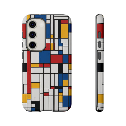 Samsung Galaxy Mondrian Style Phone Case – Geometric Art Matte Tough Protective Cove