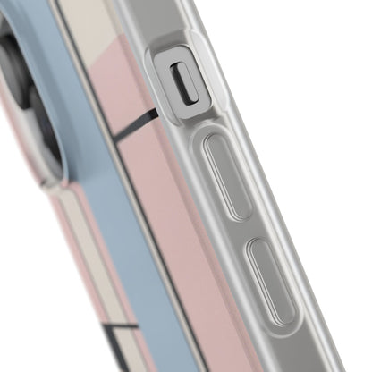 Muted Pastel Mondrian-Style Phone Case - Soft Blue, Pink & Cream