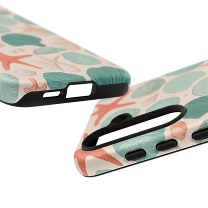 Samsung Galaxy Seashell Pattern Phone Case - Coastal Beach Matte Tough Protective Cover