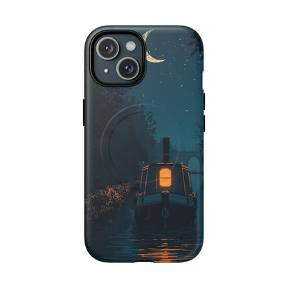 iPhone Night Narrowboat Canal Premium MagSafe Case