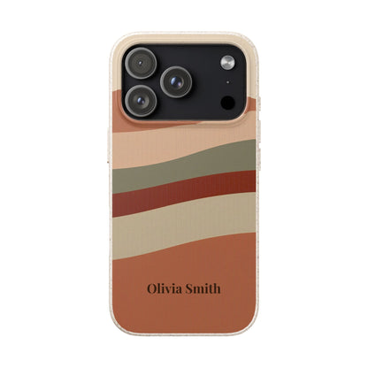 Personalised Eco-Friendly iPhone Case - Biodegradable Custom Name Phone Case - Retro Wave Design