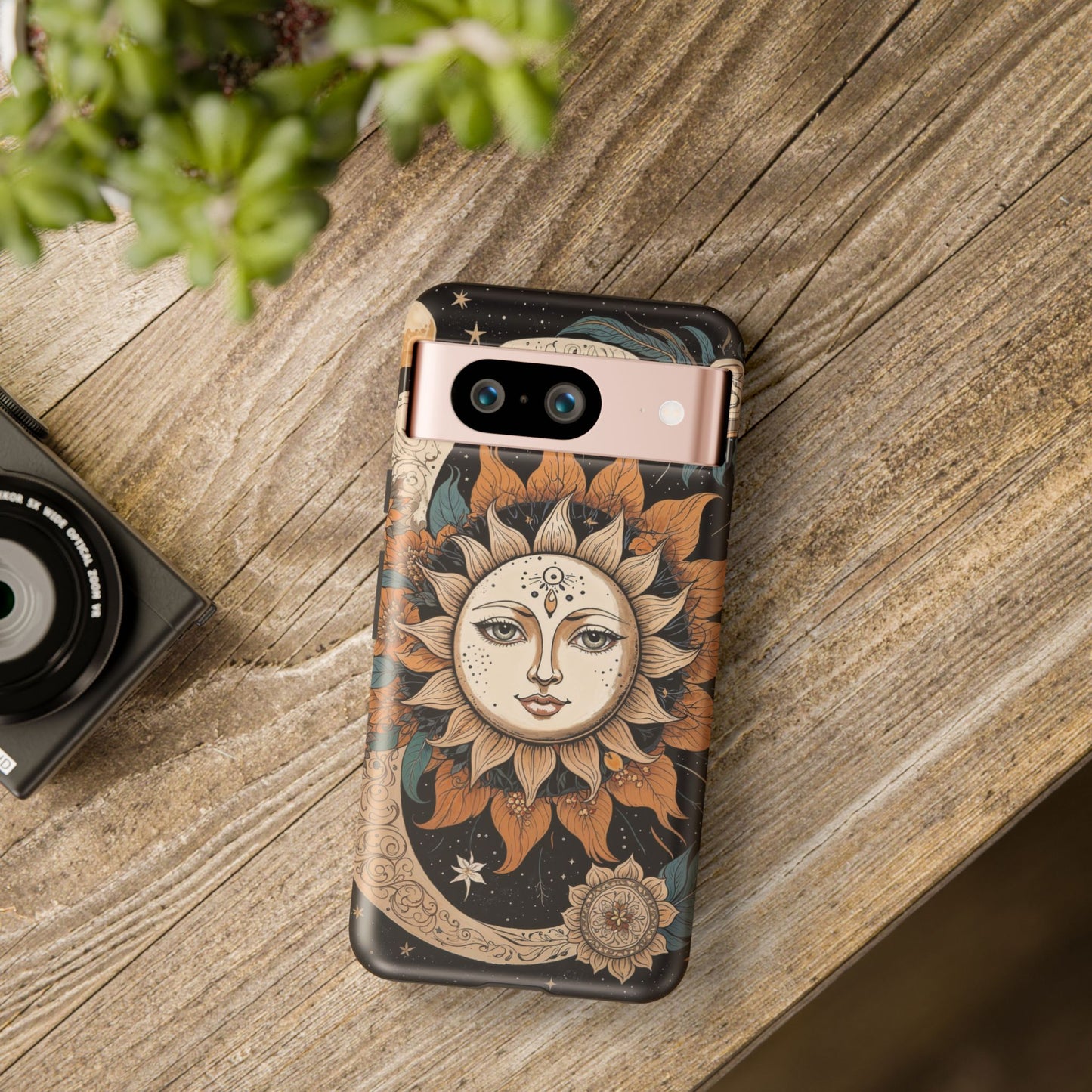 Google Pixel Case - Celestial Sun and Moon Boho Design