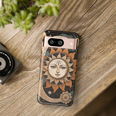 Google Pixel Case - Celestial Sun and Moon Boho Design