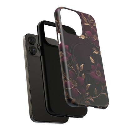 Velvet Noir Floral iPhone Case - Premium MagSafe Protective Cover