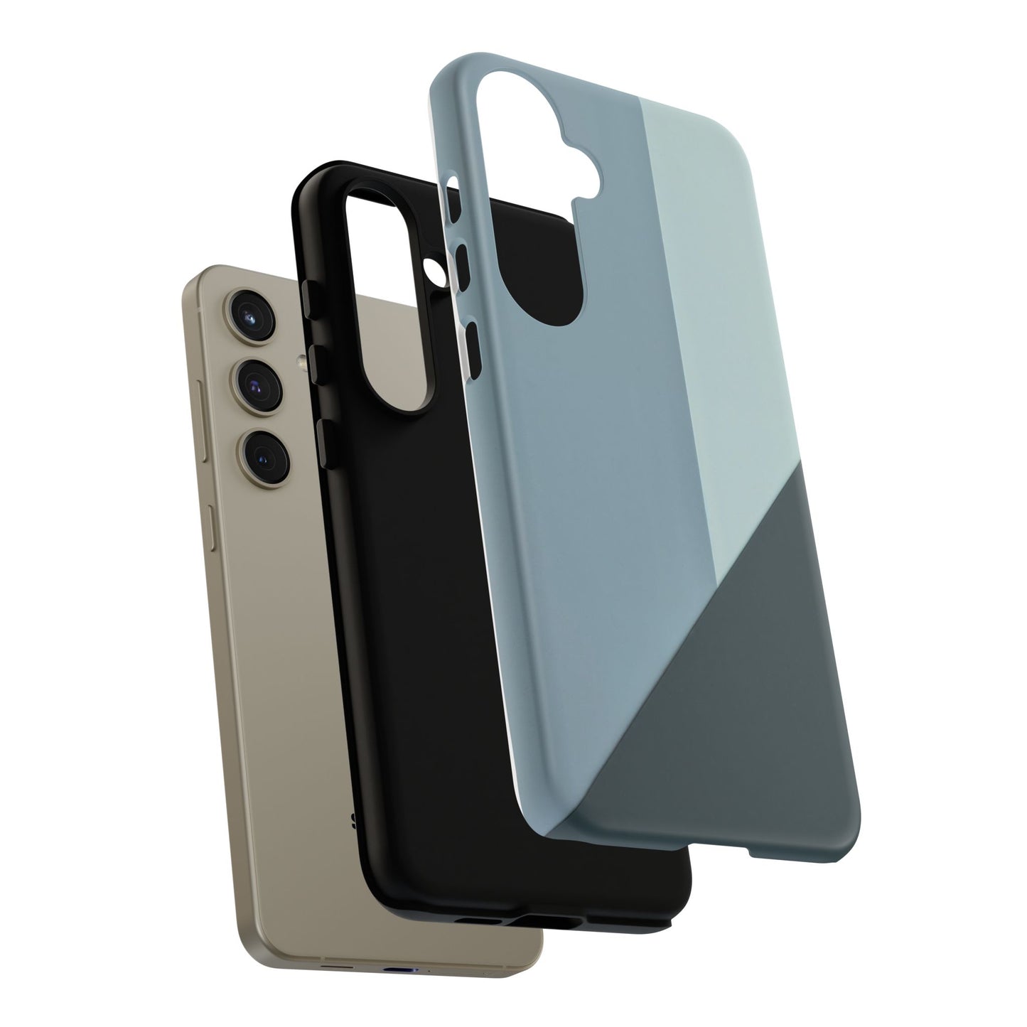 Samsung Galaxy Geometric Blue Phone Case - Minimalist Matte Tough Protective Cover