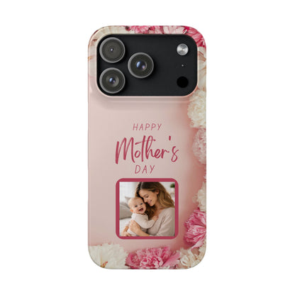 Personalised Mothers Day iPhone Case - Custom Pink Floral Photo Cover
