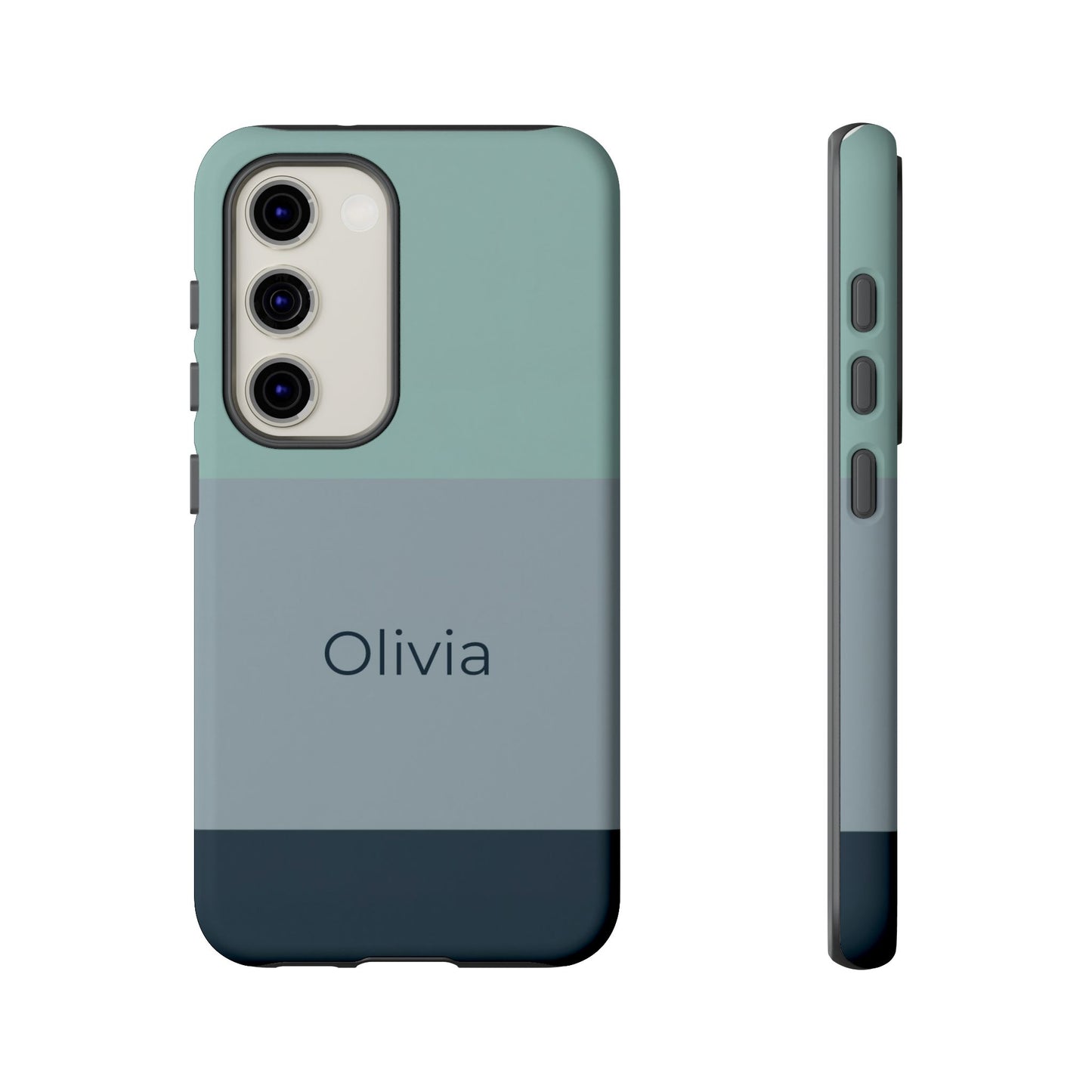 Samsung Galaxy Personalised Name Phone Case - Minimal Colour Block Matte Tough Protective Cover